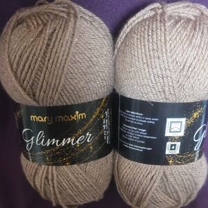 Mary Maxim Glimmer Yarn - Mauve with Metallic Sparkle